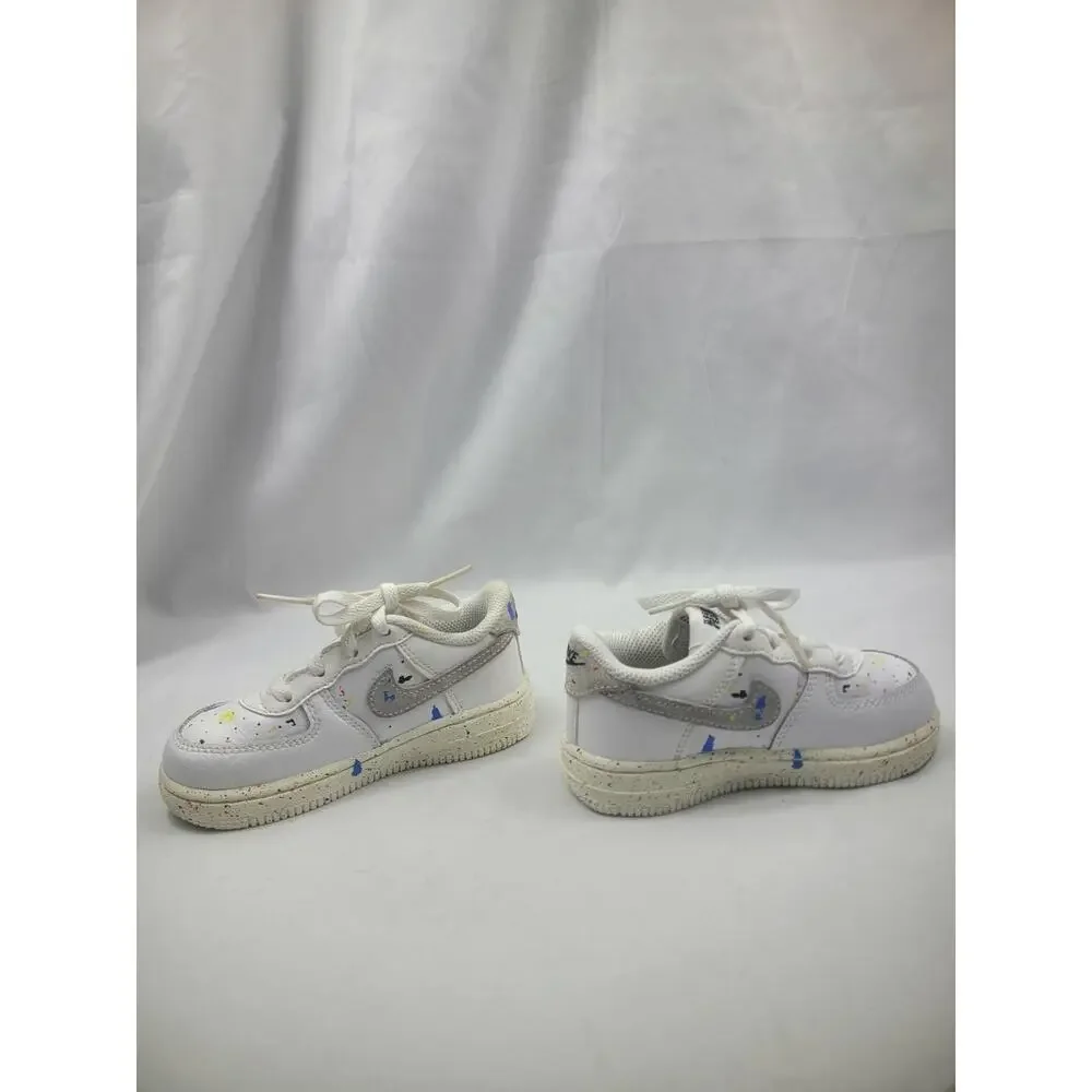 Nike Air Force 1 Paint Splatter - White' Toddler Shoes DJ2600-100 Size 8C